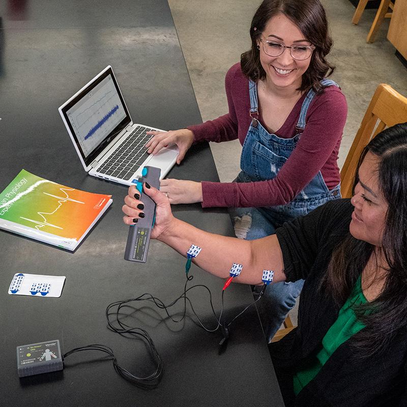 Students use the Go Direct Hand Dynamometer and Go Direct EKG to investigate electromyography