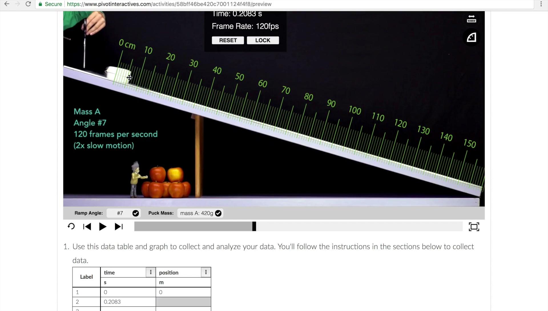 Pivot Interactives Analyzing the Motion of a Dry Ice Puck on a Ramp