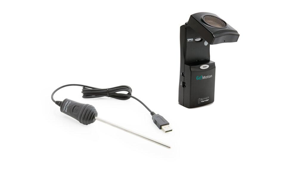 Vernier USB temperature probe and USB motion detector