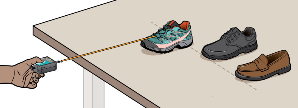 Illustration of Go Direct force pulling a shoe across a table