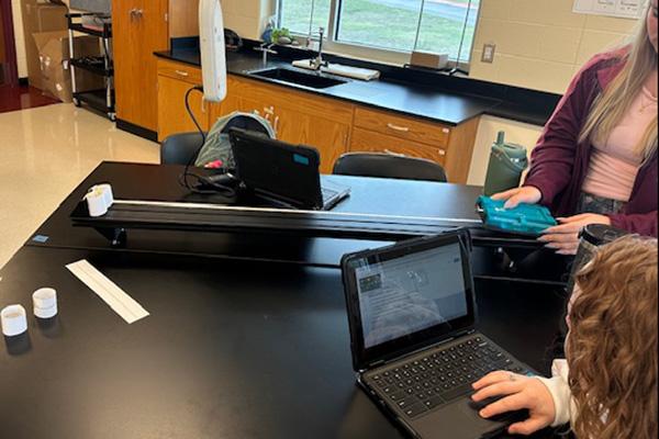 Students evaluate hand-made bumpers of different materials with a Go Direct Cart