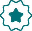 Badge with a five-point star inside